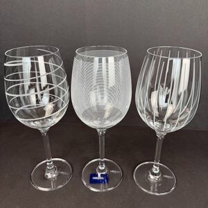 Mikasa Cheers 16 oz Etched Crystal White Wine Glasses, Set of 3